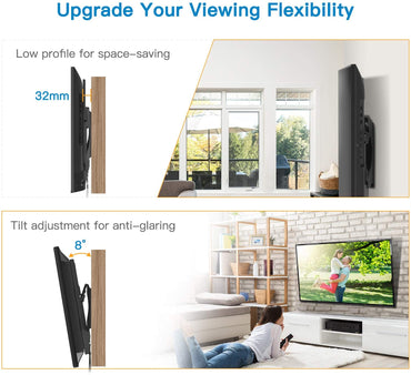 Perlegear TV Wall Bracket for Most 26-55 inch TVs up to 45kg Max VESA 400x400mm Tilt Mount with Pull Cord Safety Locks PGPIMTK1-E