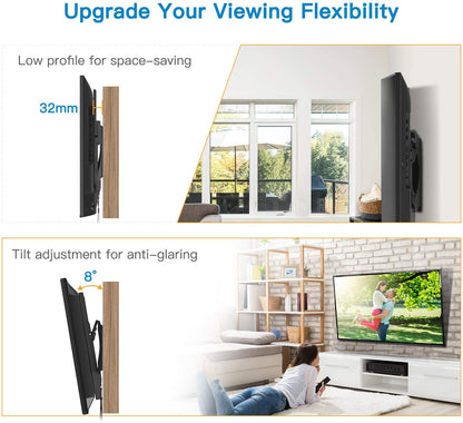 Perlegear TV Wall Bracket for Most 26-55 inch TVs up to 45kg Max VESA 400x400mm Tilt Mount with Pull Cord Safety Locks PGPIMTK1-E