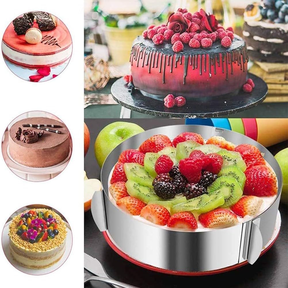 Adjustable Stainless Steel Mousse Cake Ring 16-30cm Silver