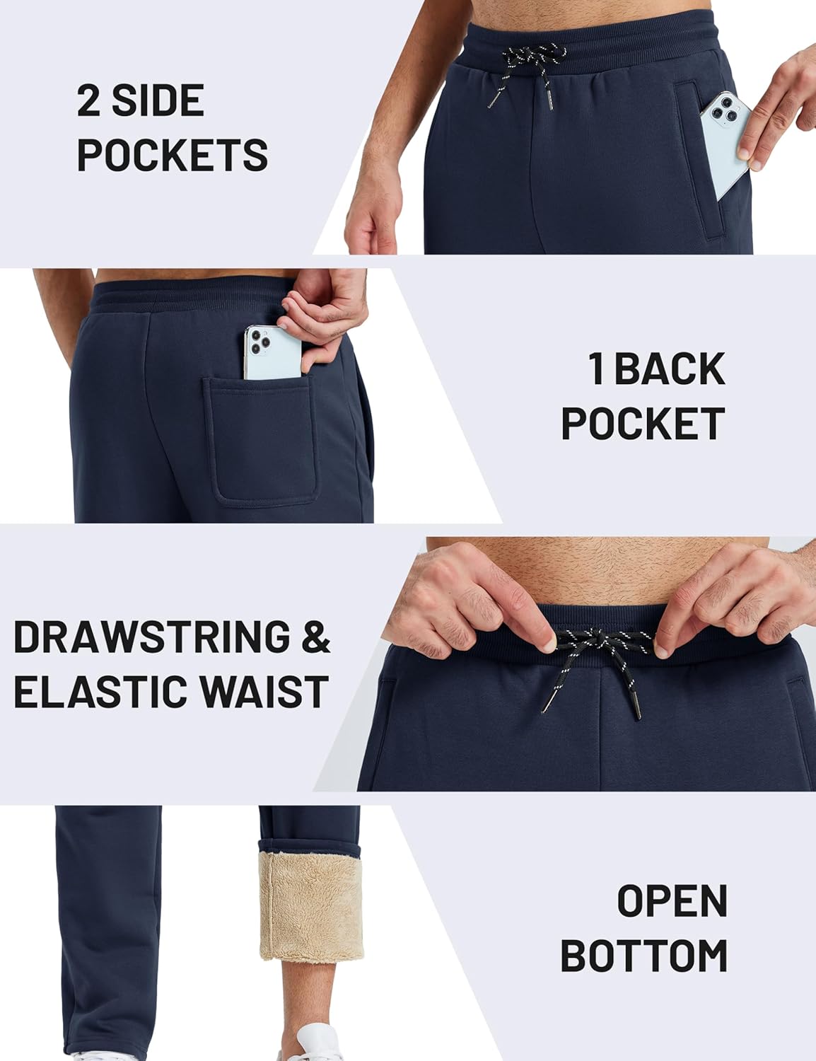 TACVASEN Men's Warm Sherpa Lined Fleece Winter Sweatpants Heavyweight Thermal Joggers