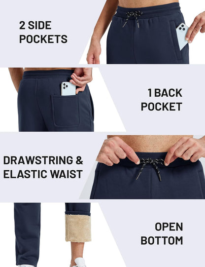 TACVASEN Men's Warm Sherpa Lined Fleece Winter Sweatpants Heavyweight Thermal Joggers
