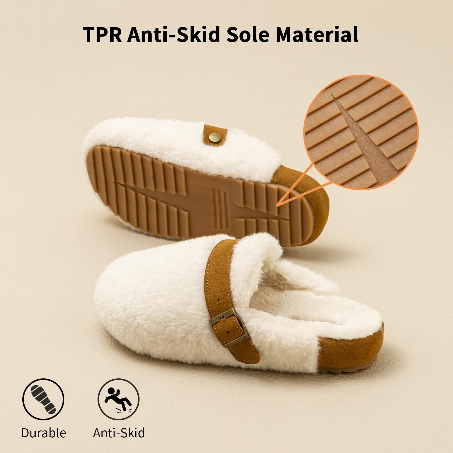 Felokont Women's Plush Winter Open-Toe Slippers: Fluffy, Non-Slip, Comfortable Household Shoes