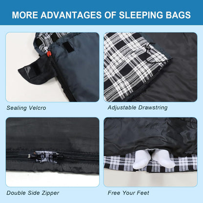 POEPORE Double Flannel Sleeping Bag for Two Adults XXL Queen Size