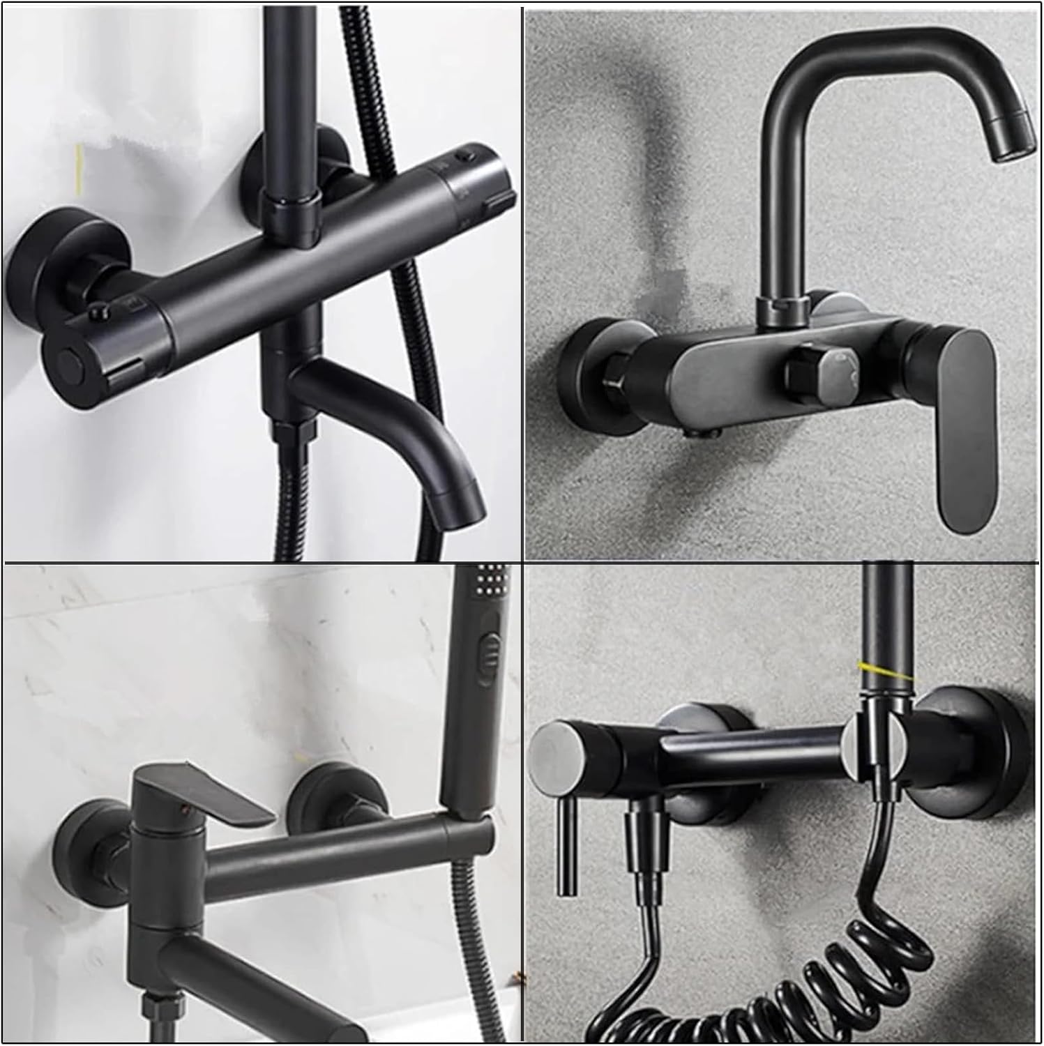 Scalingscal Set Of 4 Stainless Steel Cover Rosette For Shower Taps Black