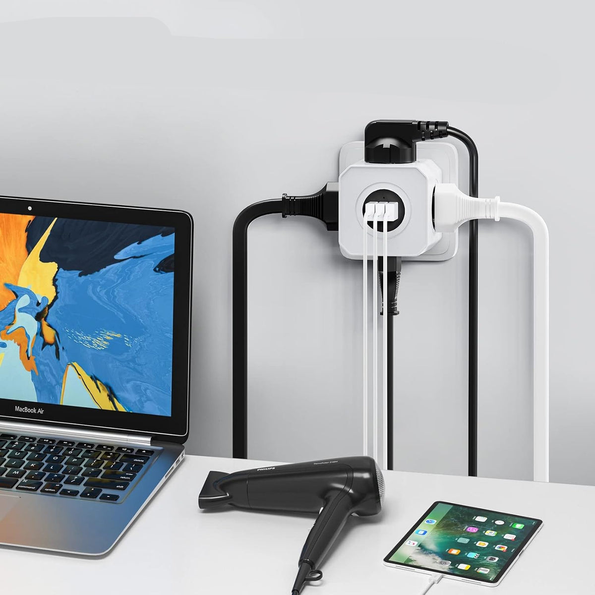 ZOVCAL 4-Way Power Strip Cube with 3 USB Ports