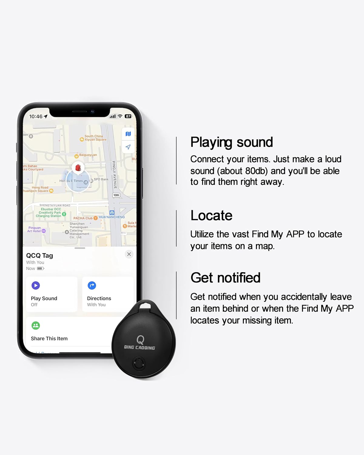QING CAOQING Air Tracker Tag 2-Pack Locate App iOS Only Keyring Included
