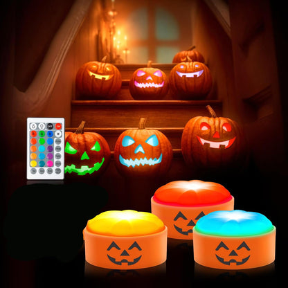 Gobesty Flameless LED Pumpkin Lights Remote Control 4-Piece Set