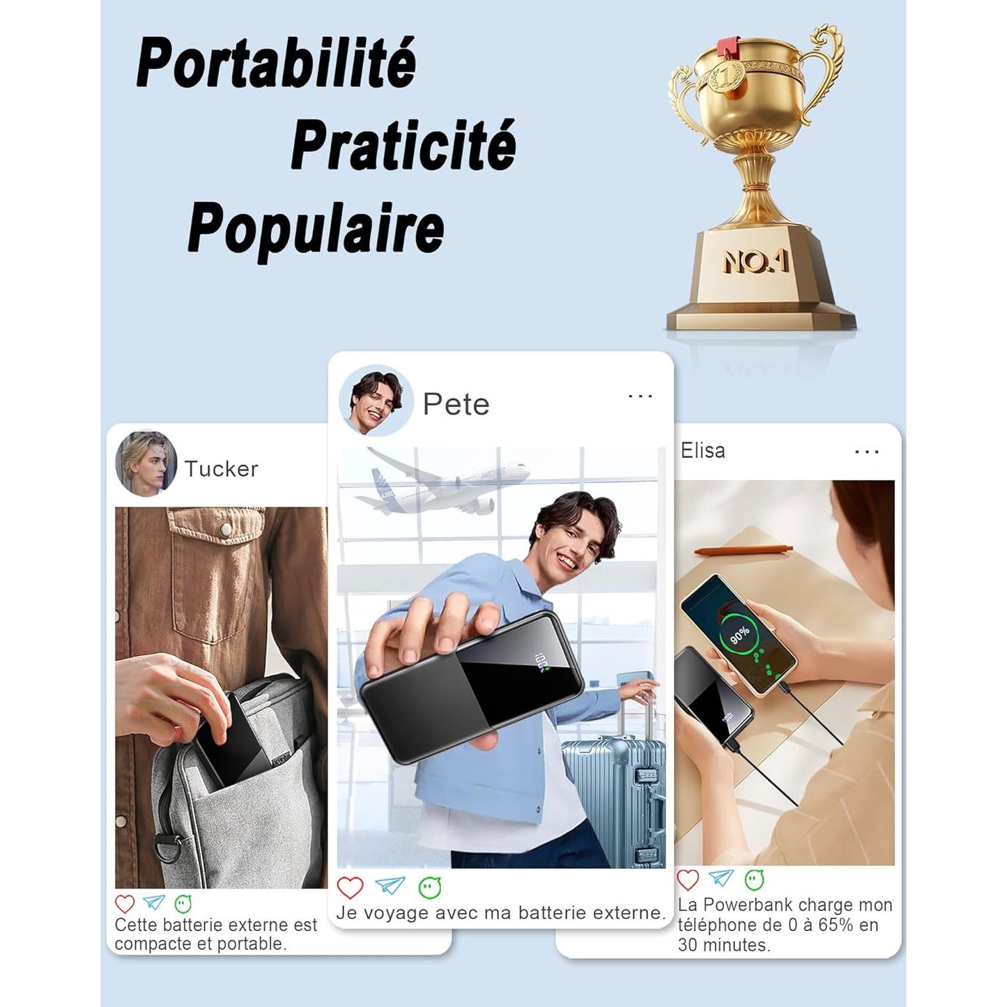 Doubc 10000mAh 22.5W Fast Charging Portable Power Bank with USB-C PD