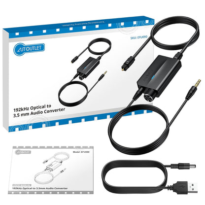 AUTOUTLET 192kHz High-Resolution Optical to 3.5mm DAC with Volume Control