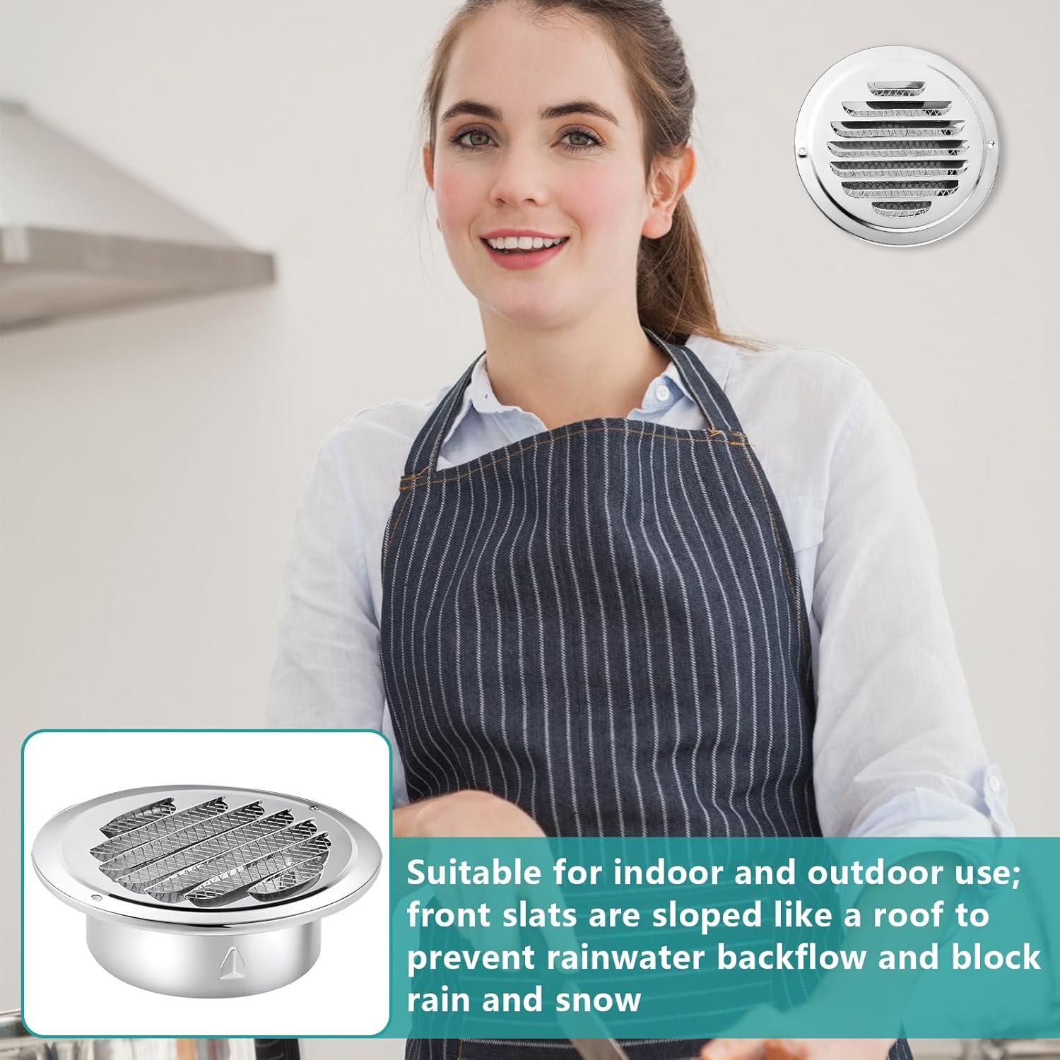 Premium Stainless Steel Vent Grilles with Insect Mesh, 4-Pack Round 4-Inch