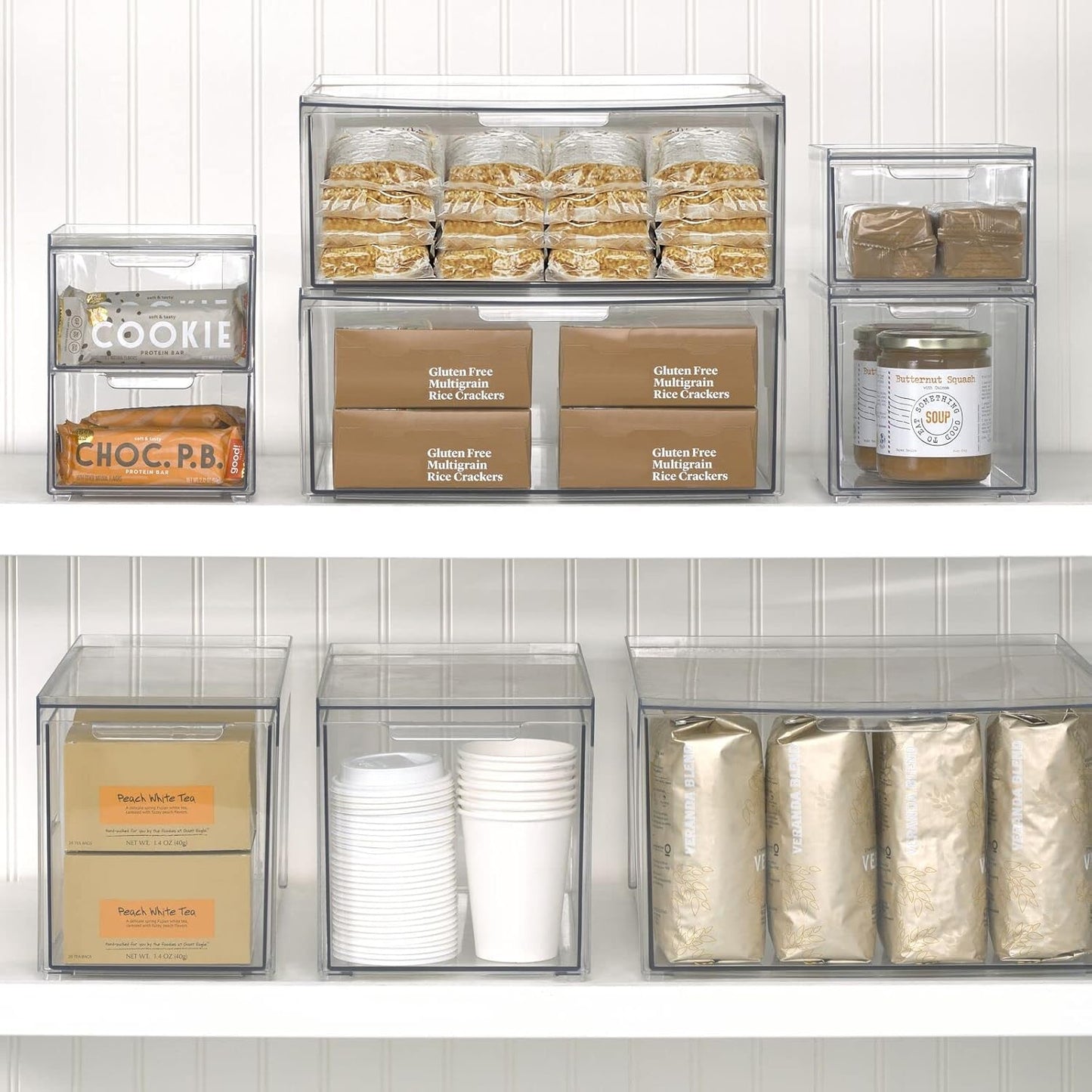 mDesign Lumiere Collection Stackable Storage Containers 4 Pack Clear