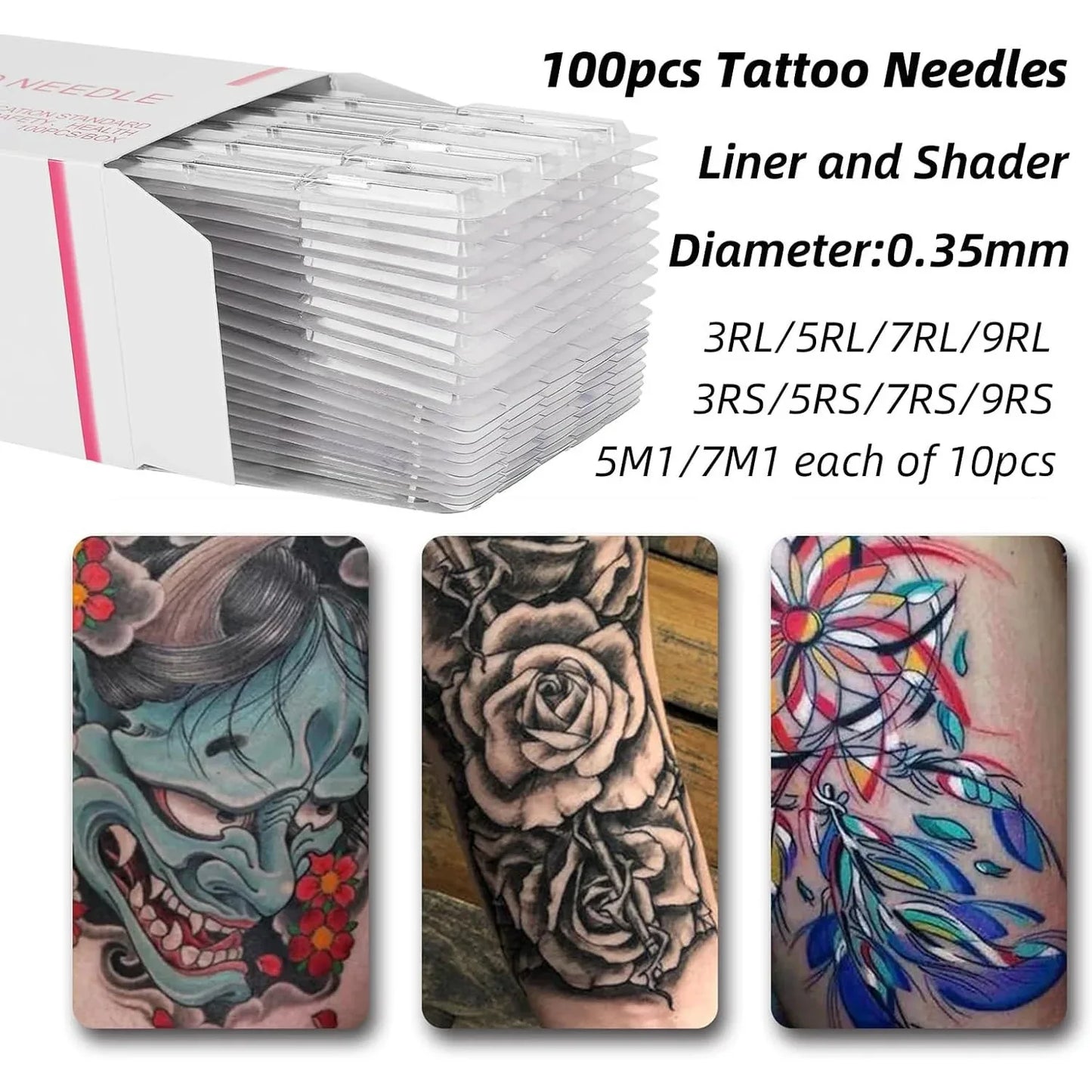 ATOMUS 100pcs Mixed Disposable Tattoo Needles – Sterile Stainless Steel Set - Gomix Brands Outlet