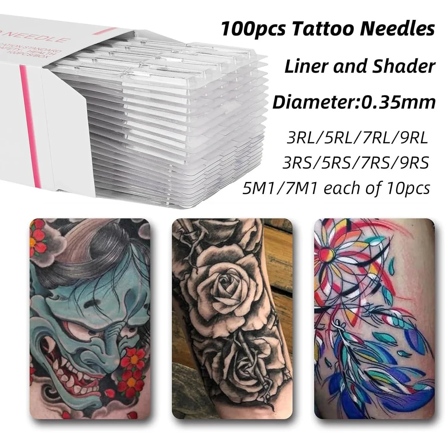 ATOMUS 100pcs Mixed Disposable Tattoo Needles – Sterile Stainless Steel Set - Gomix Brands Outlet