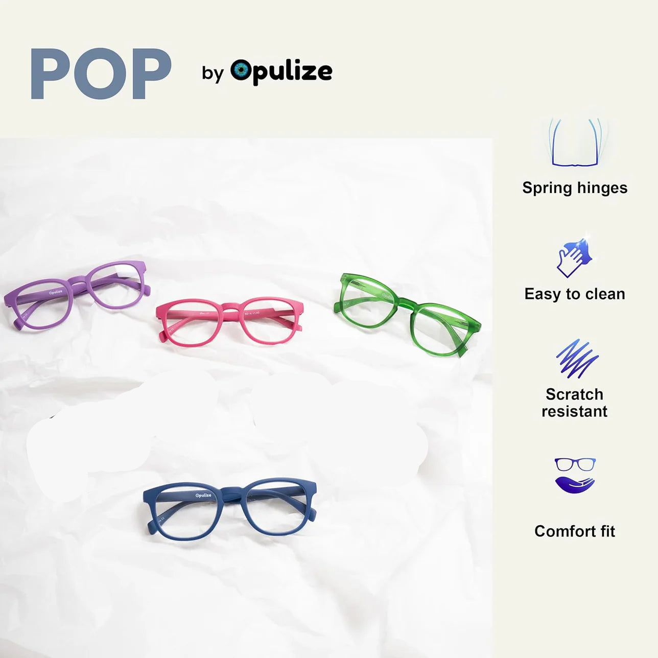 Opulize POP Matte Reading-Glasses Retro Chunky Light Frame with Spring Hinges