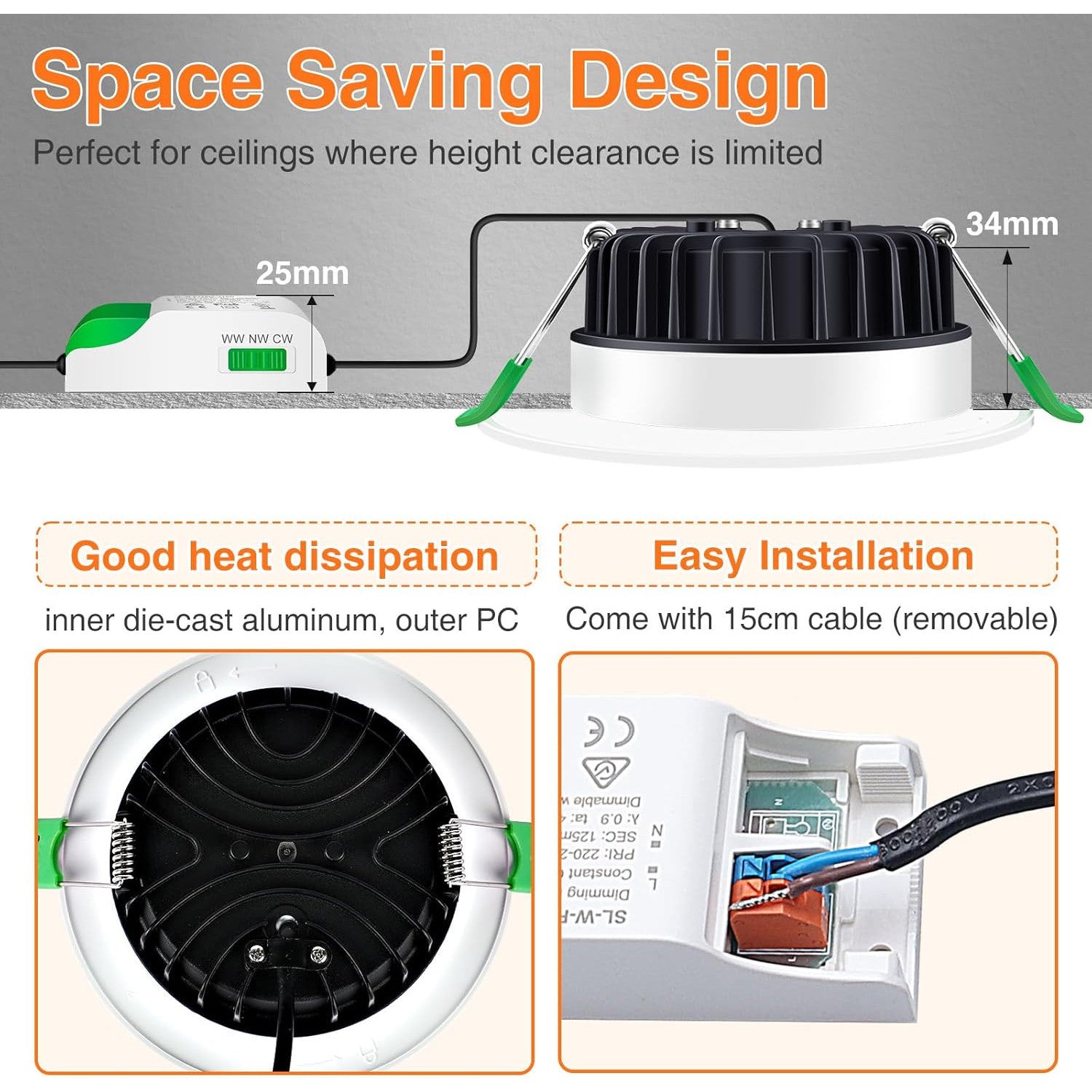 ALUSSO 8W Dimmable Recessed LED Spotlight with Transformer, Waterproof, 6-Pack