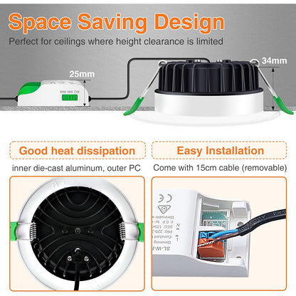 ALUSSO 8W Dimmable Recessed LED Spotlight with Transformer, Waterproof, 6-Pack