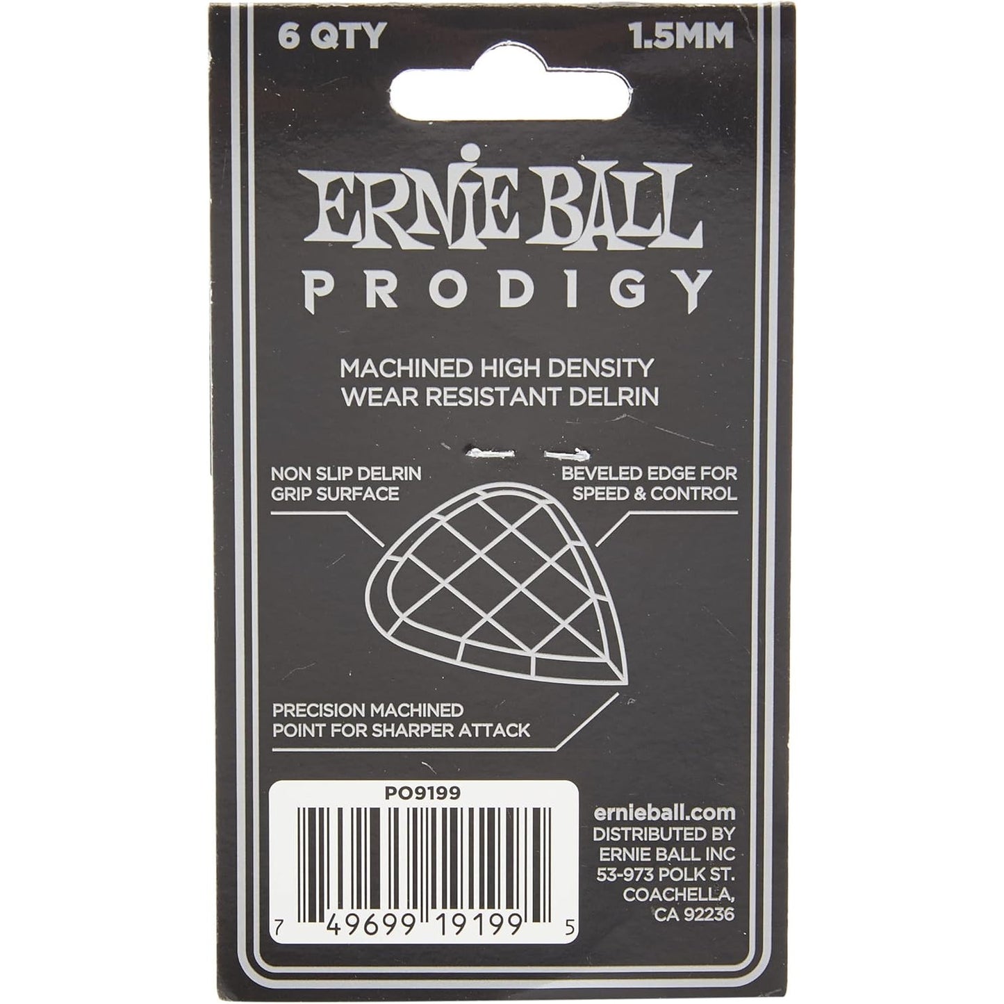 Ernie Ball Prodigy Black 1.5mm Guitar Pick Pack 6