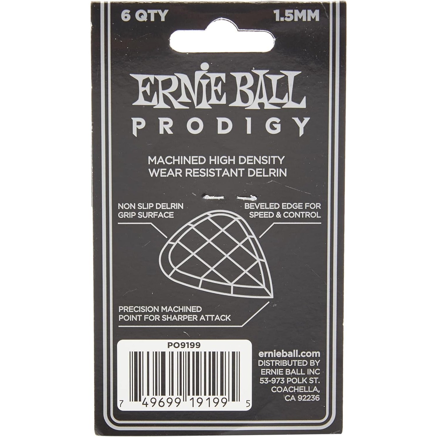 Ernie Ball Prodigy Black 1.5mm Guitar Pick Pack 6
