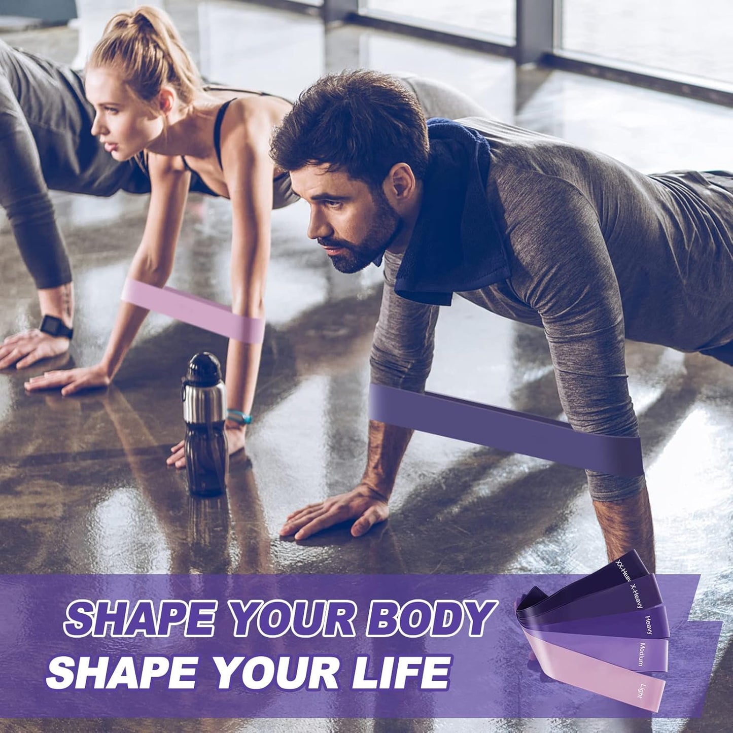 Detake 5‑Piece Resistance Band Set – Vivid Violet, Skin‑Friendly