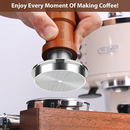 AronYada 53.3mm Walnut Wood Espresso Tamper with 30lb Pressure