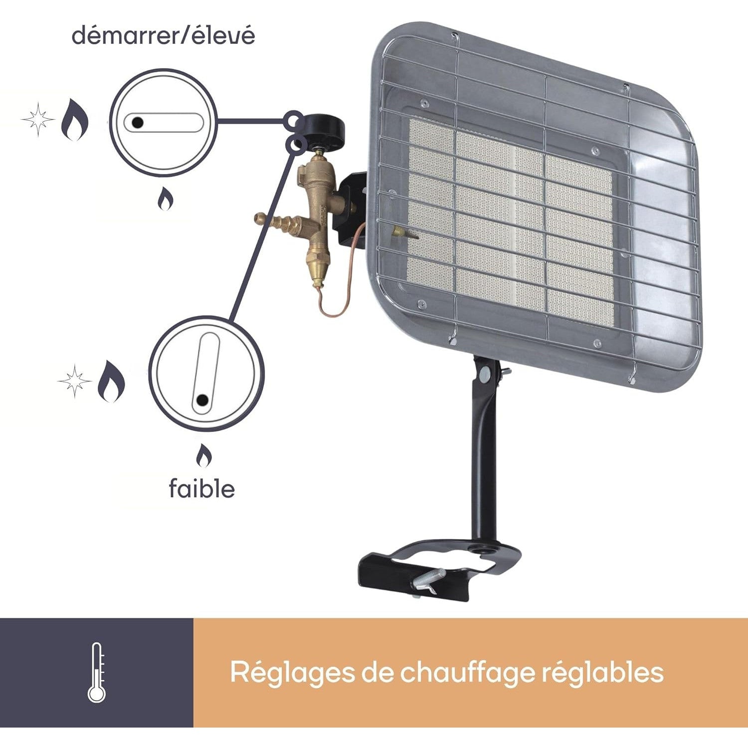 Perel FT5130 Portable 4500W Gas Radiant Heater for Outdoor Use