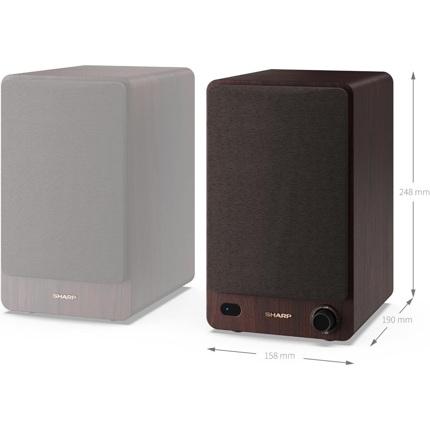 Sharp CP-SS30 Brown 60W RMS 2‑Way Active Bookshelf Speakers