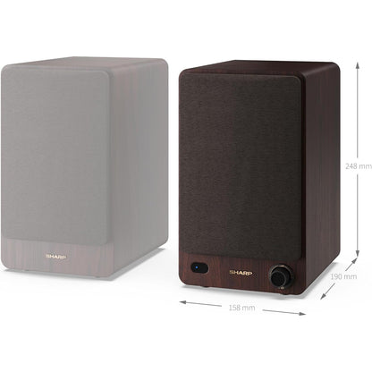 Sharp CP-SS30 Brown 60W RMS 2‑Way Active Bookshelf Speakers