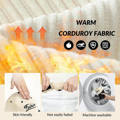 Sukeen Unisex Two-Tone Corduroy Baseball Cap Adjustable Warm Fashion Hat