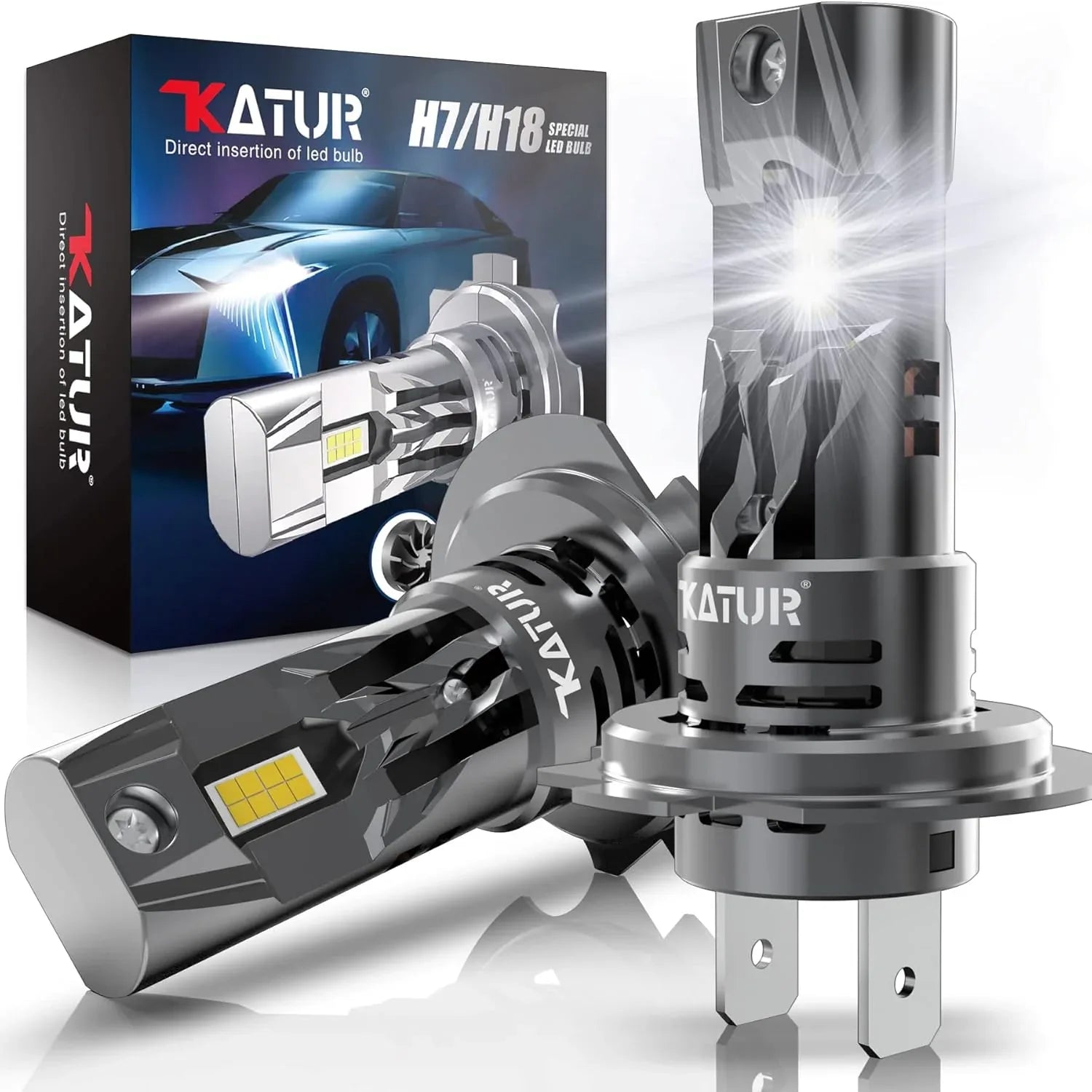 KATUR H7 LED Headlight Bulbs 16000LM 6000K Xenon, 400% Brighter - Gomix Brands Outlet