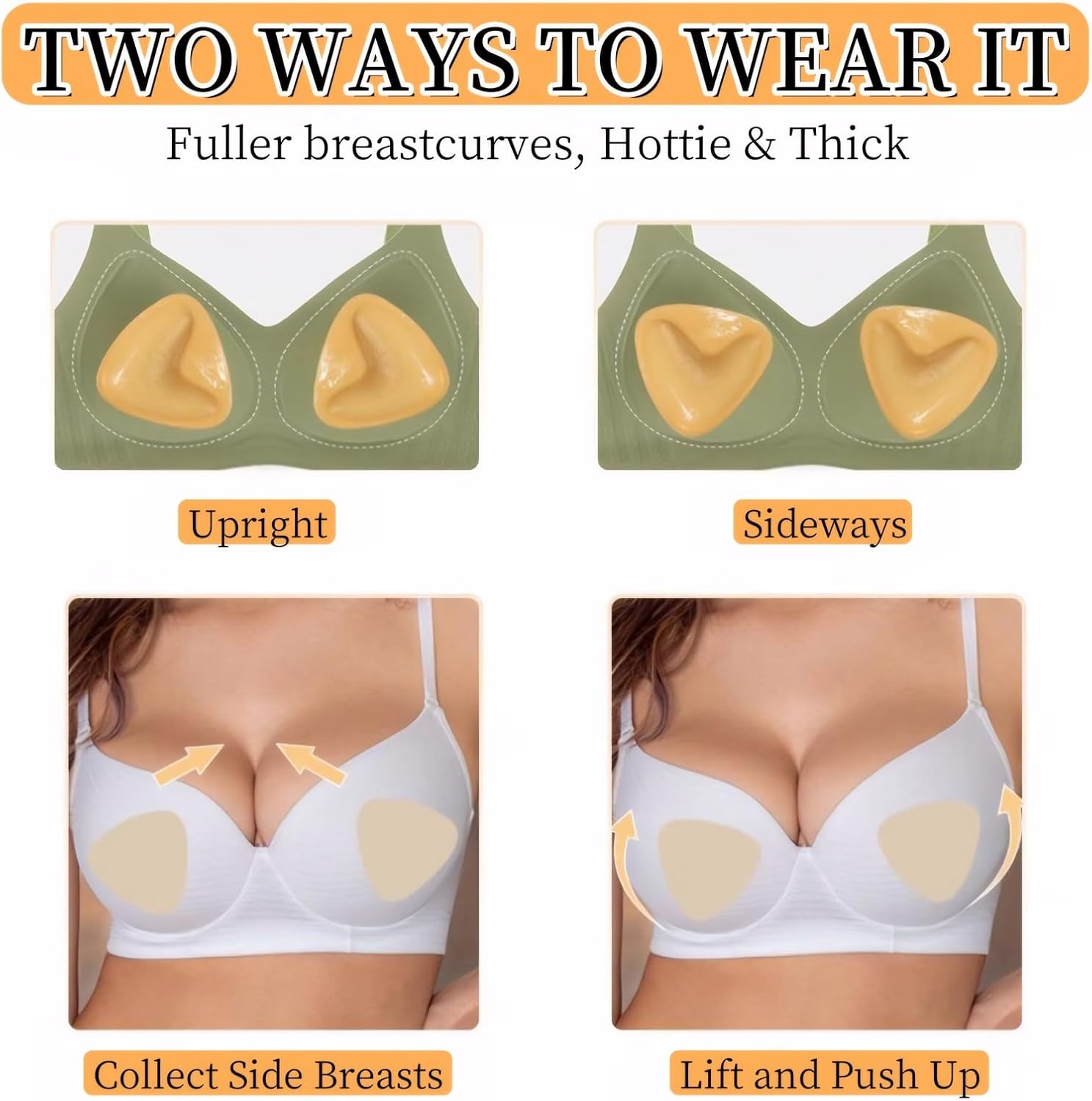 ANGELEMM Double‑Sided Sticky Push Up Bra Pads for Women