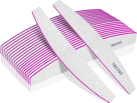 BLESWIN Double‑Sided Washable Nail Files 180/240 Grit – 12 Pack