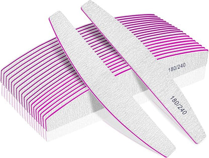 BLESWIN Double‑Sided Washable Nail Files 180/240 Grit – 12 Pack