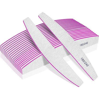 BLESWIN Double‑Sided Washable Nail Files 180/240 Grit – 12 Pack
