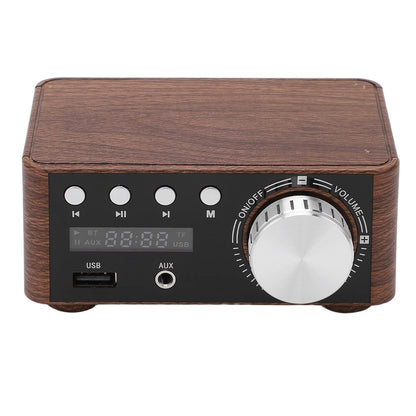 Bluetooth 5.0 2-Channel Wood Grain HiFi Amplifier with USB Input