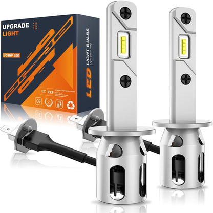 JOSHF H1 LED Bulbs 6500K Cool White 30000LM 120W CSP Anti-Error 1:1 Mini Size Plug-N-Play 12V for Car Pack of 2