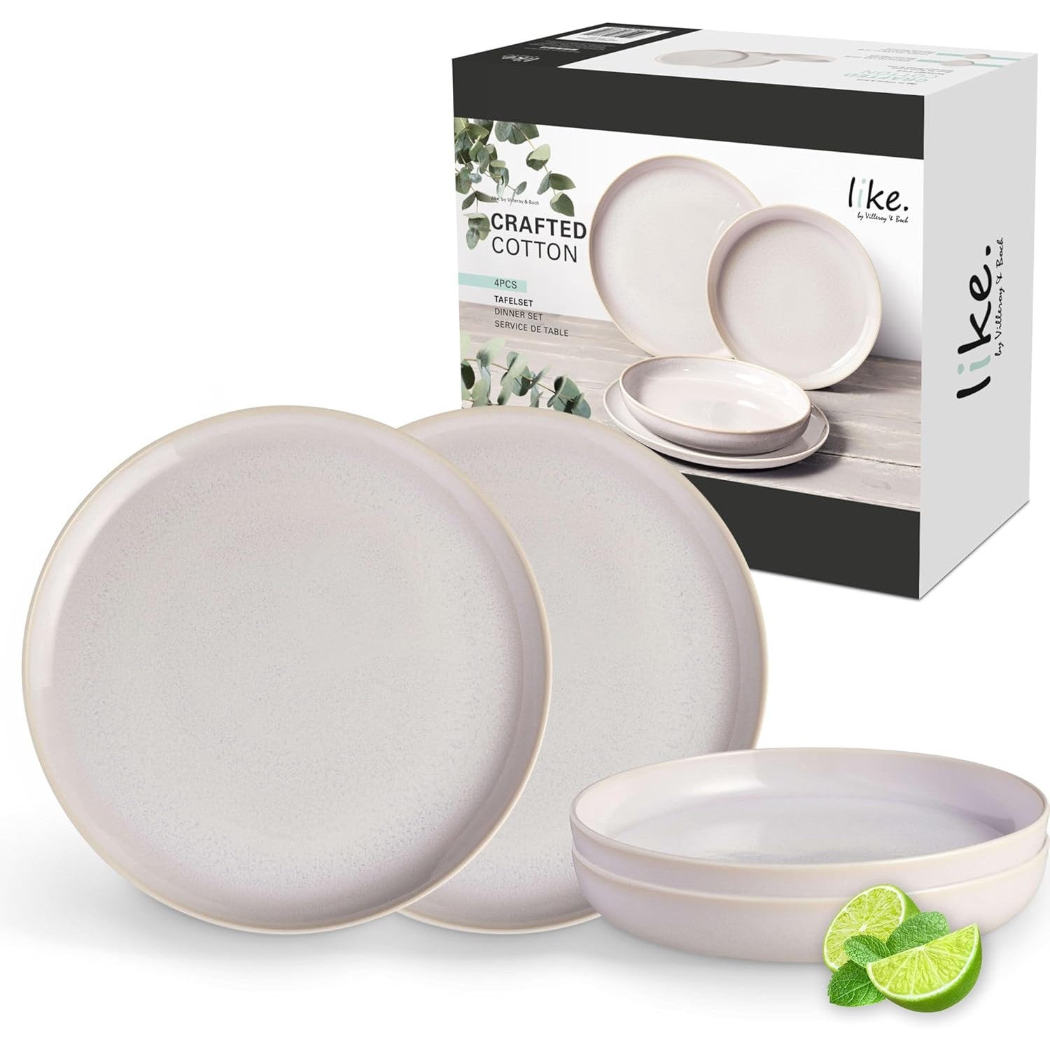 Villeroy & Boch Crafted Cotton 4‑Piece White Dinner Set