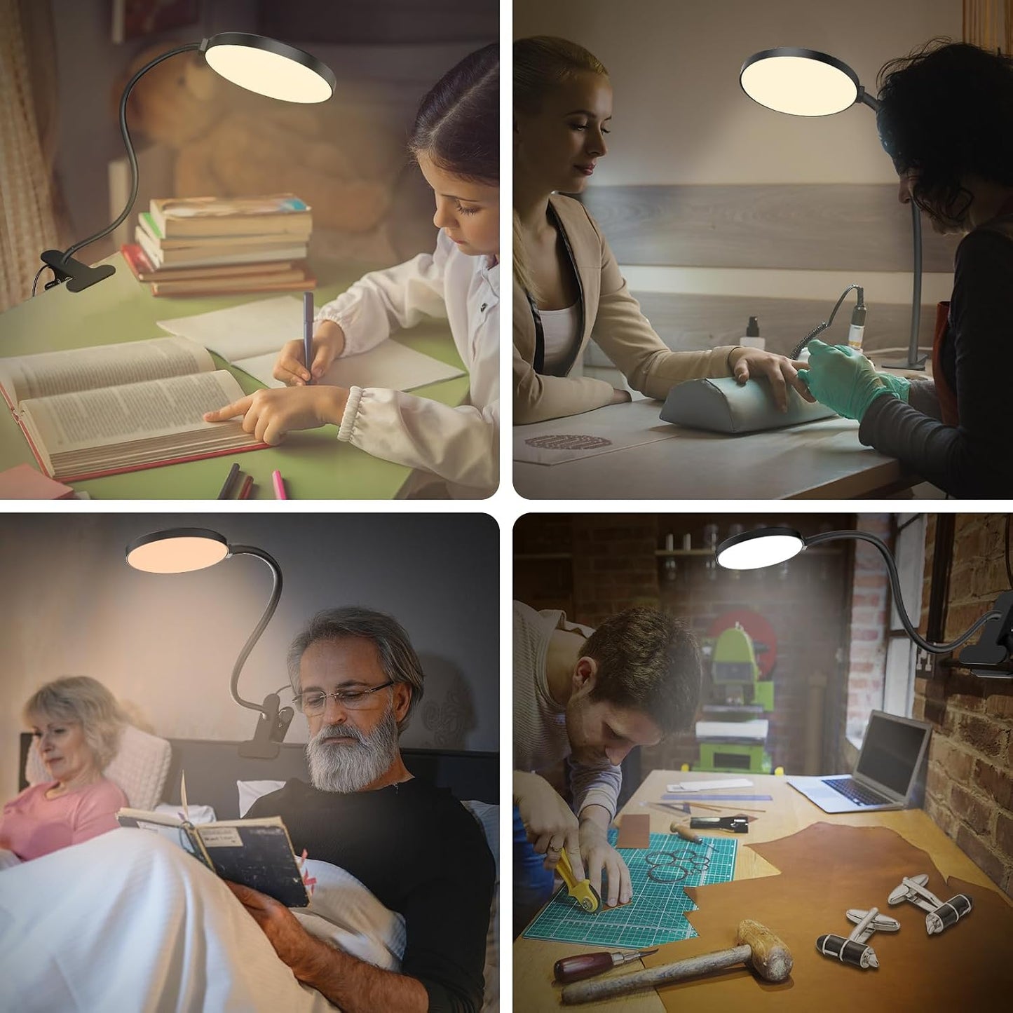 iFalarila LED Reading Light with Remote Clip-On Desk Lamp Dimmable Flexible Gooseneck 3 Color Modes 5 Brightness Levels