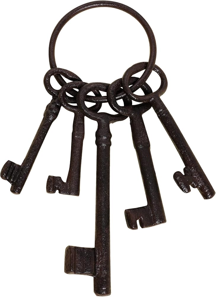 Aokbean Mixed Set of 6
 Large Skeleton Keys in Antique Bronze