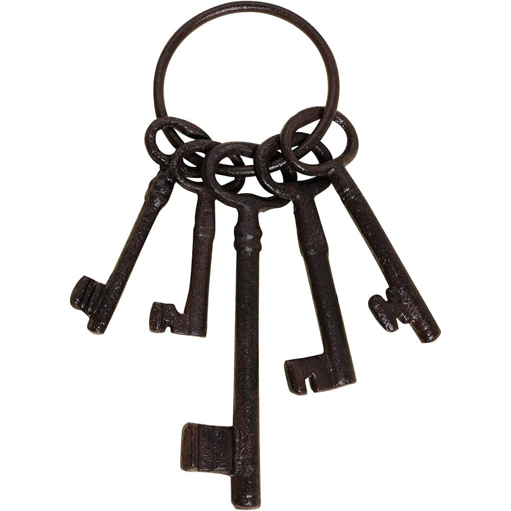 Aokbean Mixed Set of 6
 Large Skeleton Keys in Antique Bronze