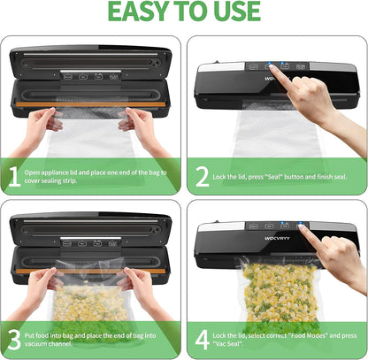 WOCVRYY V2 6-in-1 Vacuum Sealer 125W Dry & Wet Mode Black