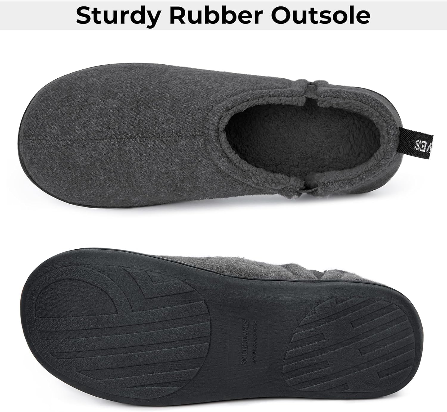 Snug Leaves Men's Fuzzy Wool Felt Memory Foam Slippers with Non-Slip Sole