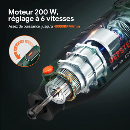 DEPSTECH 200W Rotary Tool Kit with 128 Accessories and Flex Shaft