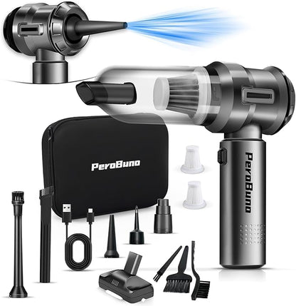 PeroBuno 18KPa Cordless Car Vacuum Cleaner: Powerful Portable Handheld with Air Duster