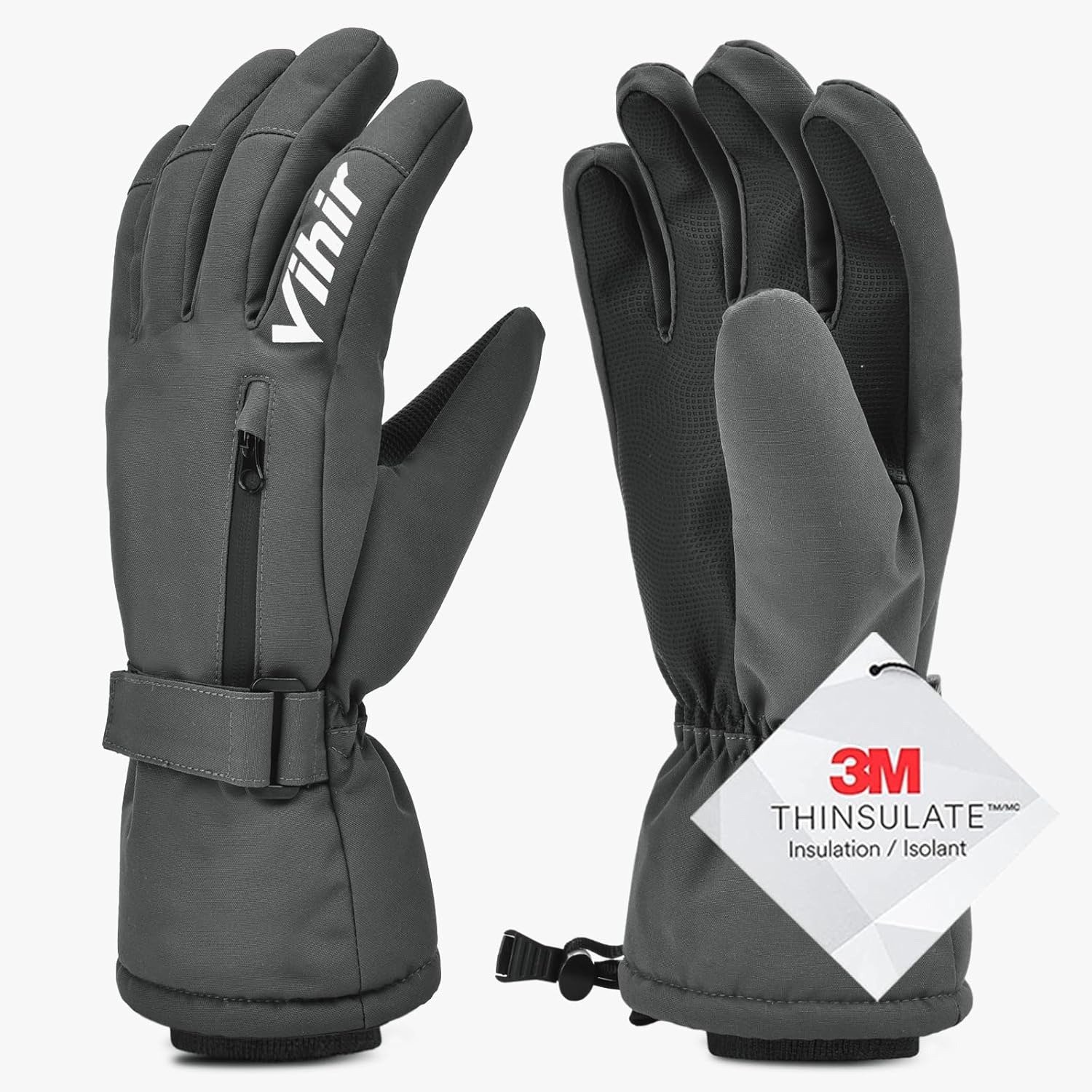 Men's 3M Thinsulate Waterproof Winter Ski Gloves with Touchscreen