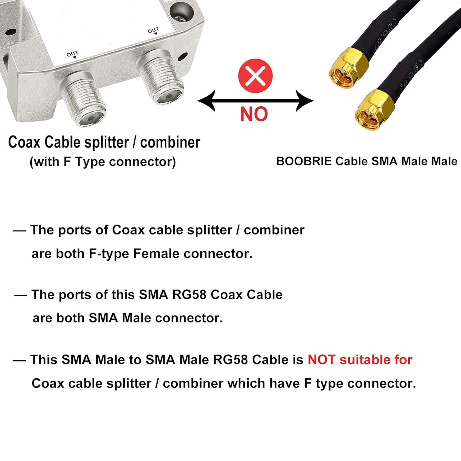 Boobrie 5M SMA Male to Male RG58 Coaxial Antenna Cable