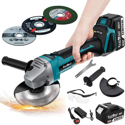 20V Cordless Brushless Angle Grinder 125mm with 3 Wheels
