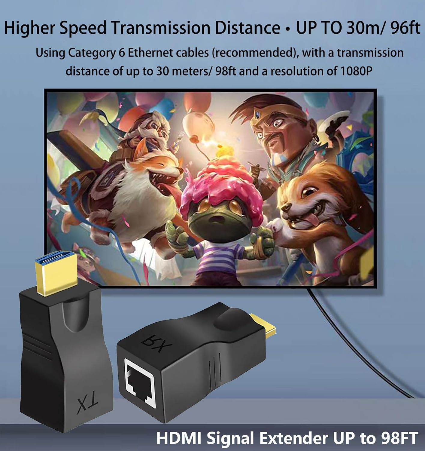 AieSHOP HDMI Extender Over Ethernet Cat 5e/6 Cable 1080P Up to 98ft RJ45 to HDMI Converter for HDTV Projector Monitor