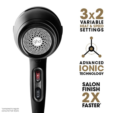 ghd Air 1600W Professional Salon-Strength Hair Dryer – Black