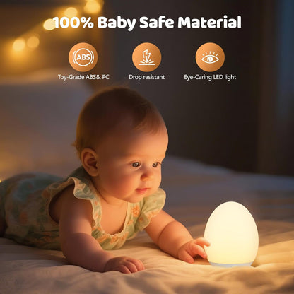 MediAcous Egg Night Light – 7‑Color Dimmable Touch Nursery Lamp