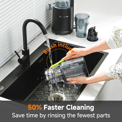 AOBOSI 135mm Large Feed Chute 1.5L 200W Cold Press Juicer – Black